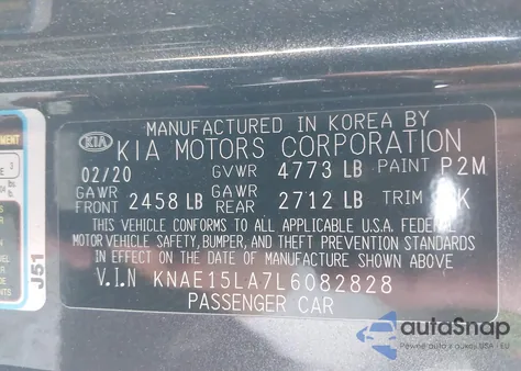 2020 Kia Stinger Gt-Line z USA, uszkodzony, nr VIN KNAE15LA7L6082828